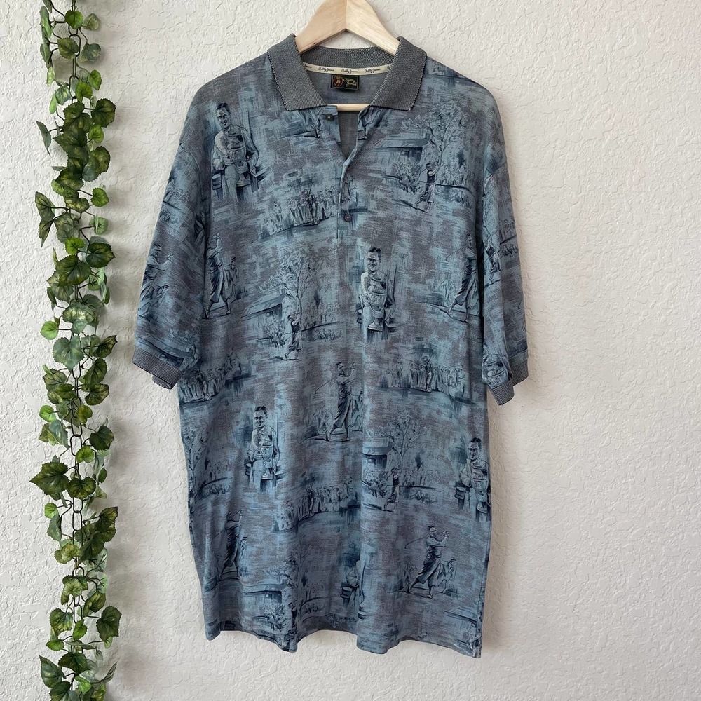 BOBBY JONES | POLO SHIRT SIZE X-LARGE GRAY PRINTED COTTON​